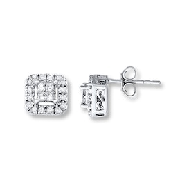 Previously Owned Diamond Earrings 1/2 Carat tw 10K White Gold