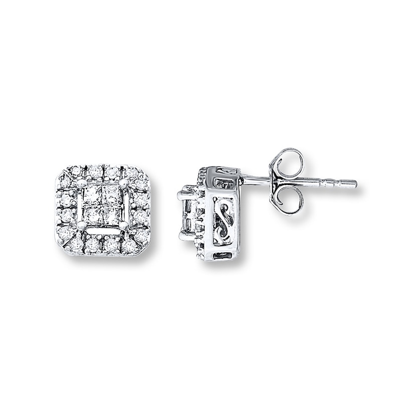 Previously Owned Diamond Earrings 1/2 Carat tw 10K White Gold