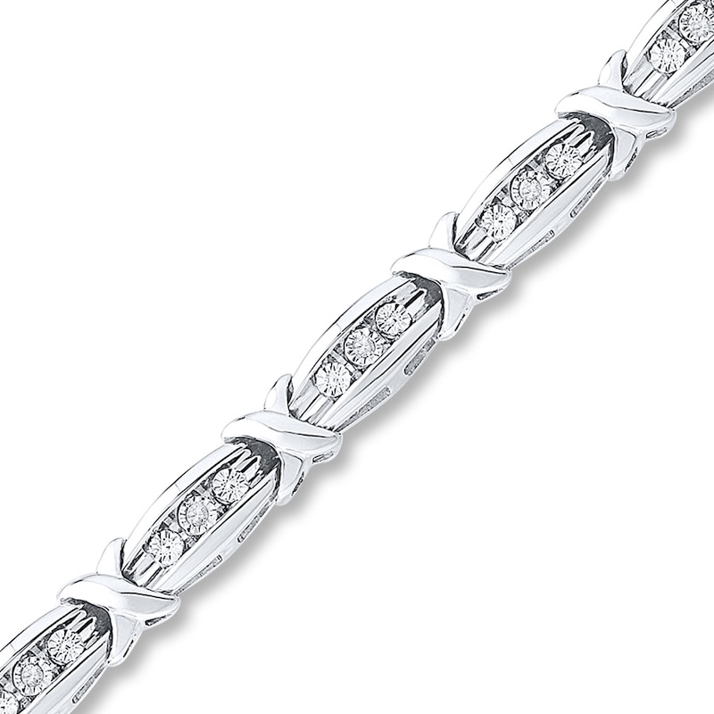 Main Image 1 of Previously Owned Diamond Bracelet 1/20 ct tw Sterling Silver 7.25&quot;