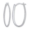 Thumbnail Image 1 of Previously Owned Hoop Earrings 1/6 ct tw Diamonds Sterling Silver