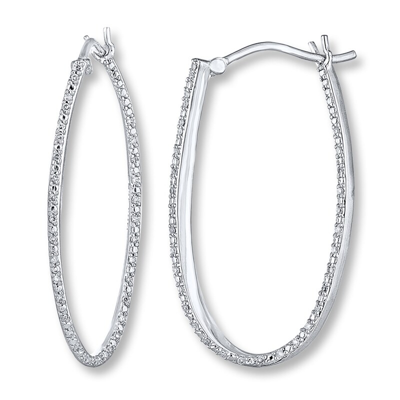 Main Image 1 of Previously Owned Hoop Earrings 1/6 ct tw Diamonds Sterling Silver