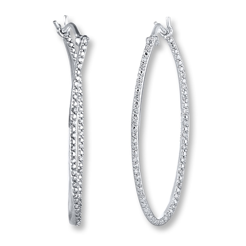 Main Image 2 of Previously Owned Hoop Earrings 1/6 ct tw Diamonds Sterling Silver
