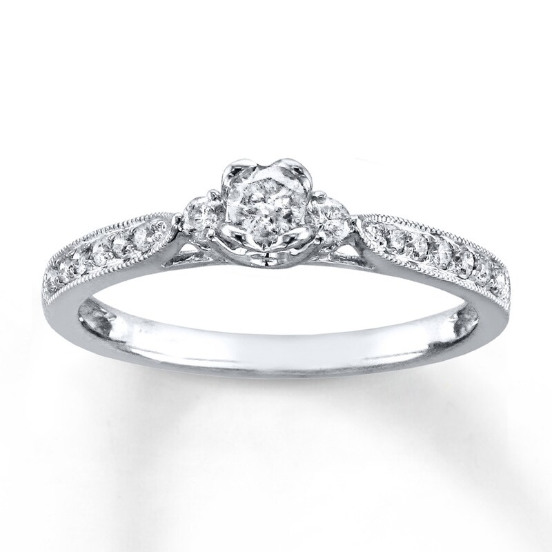 Main Image 1 of Previously Owned Diamond Engagement Ring 1/3 ct tw Round-cut 10K White Gold