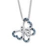 Thumbnail Image 1 of Previously Owned Blue Diamond Butterfly Necklace 1/10 ct tw Sterling Silver 18&quot;