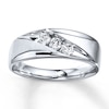 Thumbnail Image 1 of Previously Owned Men's Diamond Wedding Band 3/8 ct tw Round-cut 10K White Gold