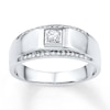 Thumbnail Image 1 of Previously Owned Men's Wedding Band 1/6 ct tw Diamonds 10K White Gold