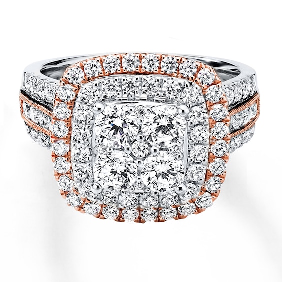 Previously Owned Diamond Ring 2 ct tw Round-cut 14K Two-Tone Gold