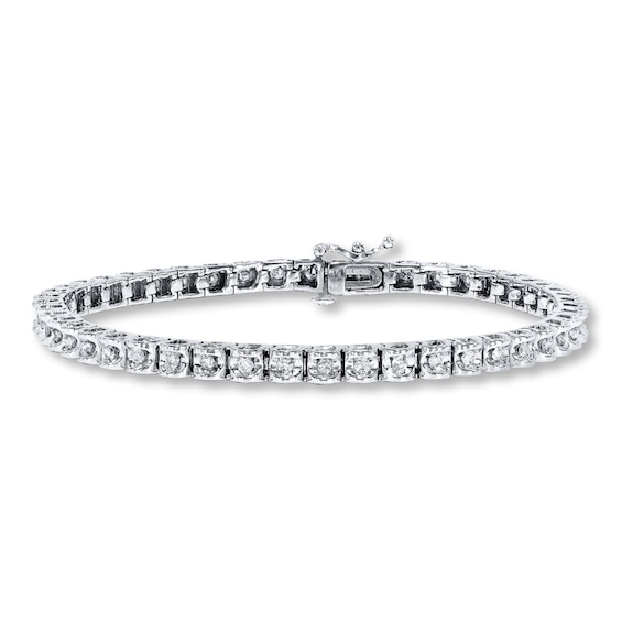 Previously Owned Diamond Bracelet 1 ct tw Round-cut 10K White Gold 7.25"