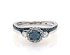 Thumbnail Image 1 of Previously Owned Blue & White Diamonds 5/8 ct tw Bridal Set 14K White Gold