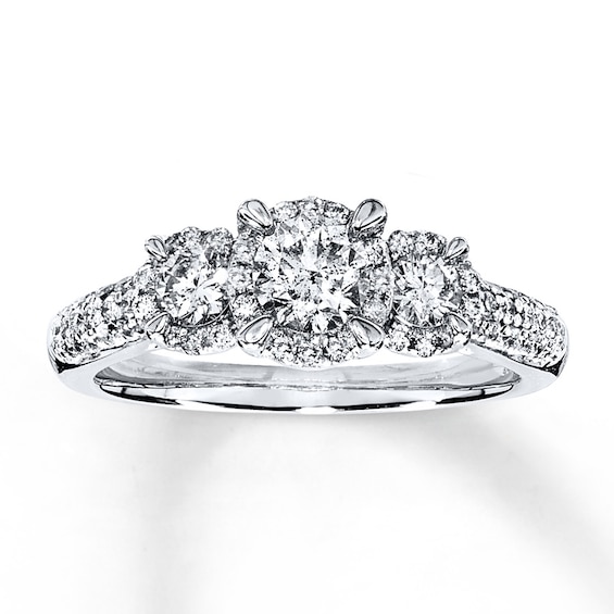 Previously Owned Diamond 3-Stone Ring 1 ct tw Round-cut 14K White Gold