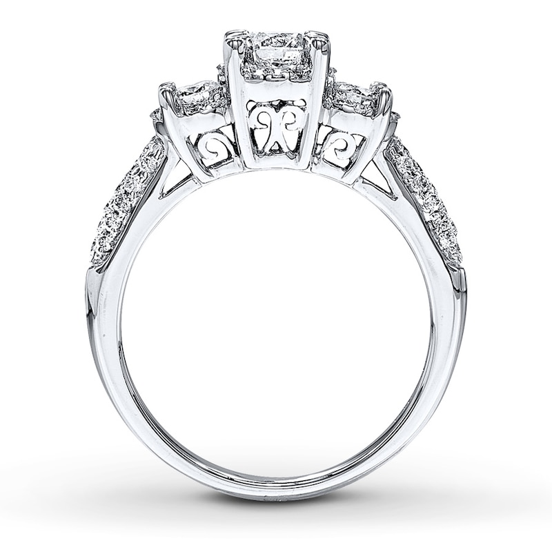 Main Image 2 of Previously Owned Diamond 3-Stone Ring 1 ct tw Round-cut 14K White Gold