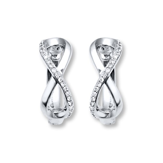 Previously Owned Infinity Hoop Earrings 1/10 ct tw Diamonds Sterling Silver