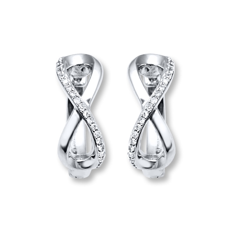 Main Image 1 of Previously Owned Infinity Hoop Earrings 1/10 ct tw Diamonds Sterling Silver
