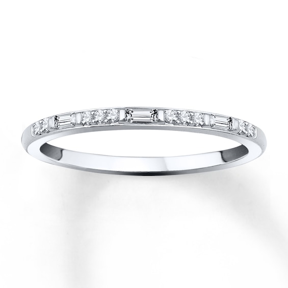 Previously Owned Diamond Stackable Ring 1/8 ct tw Round/Baguette 10K White Gold