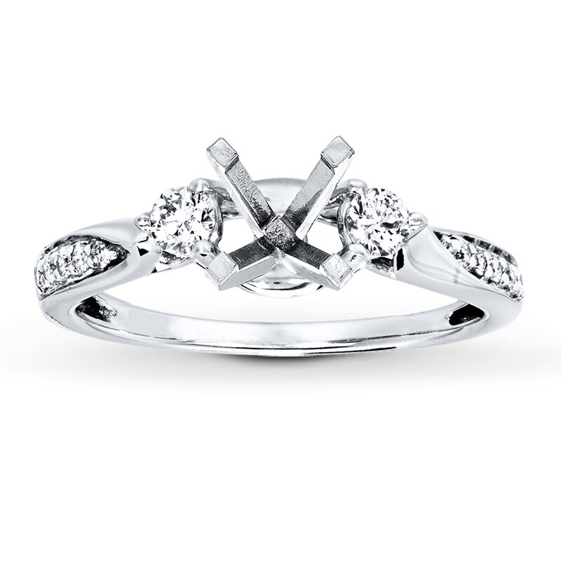 Main Image 1 of Previously Owned Diamond Ring Setting 1/4 ct tw Round-cut 14K White Gold