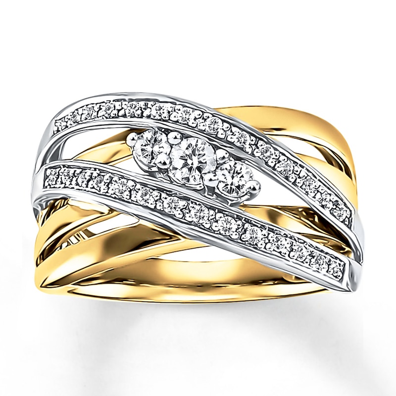 Main Image 1 of Previously Owned Diamond Ring 1/3 ct tw Round-cut 10K Two-Tone Gold Size 10.25