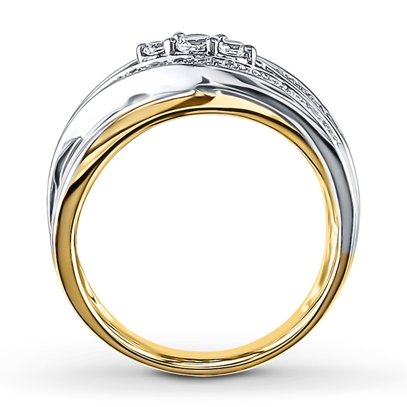 Main Image 2 of Previously Owned Diamond Ring 1/3 ct tw Round-cut 10K Two-Tone Gold Size 10.25