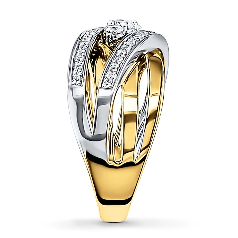 Main Image 3 of Previously Owned Diamond Ring 1/3 ct tw Round-cut 10K Two-Tone Gold Size 10.25