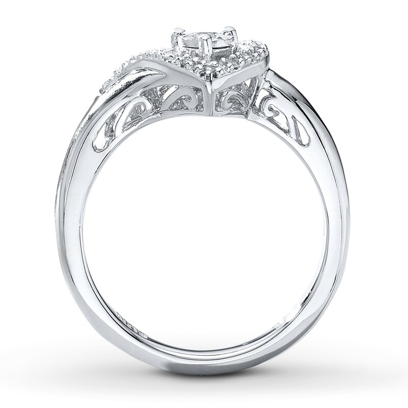 Main Image 2 of Previously Owned Heart Promise Ring 1/10 ct tw Diamonds Sterling Silver - Size 11