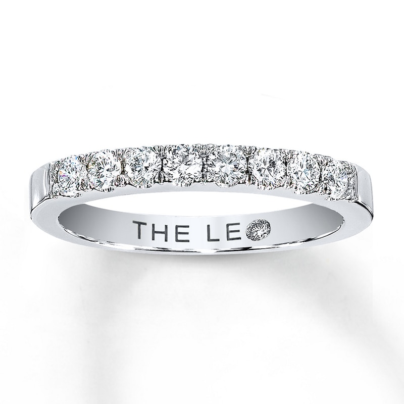 Main Image 1 of Previously Owned THE LEO Diamond 3/8 ct tw Anniversary Ring Round-cut 14K White Gold - Size 4.5