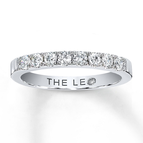 Previously Owned THE LEO Diamond 3/8 cttw Anniversary Ring Round-cut 14K White Gold Size 9