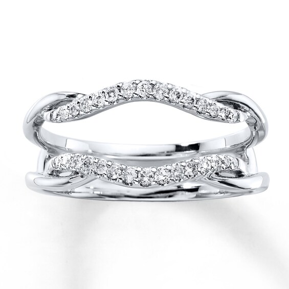 Previously Owned Enhancer Ring 1/5 ct tw Round-cut Diamonds 14K White Gold Size 4.5