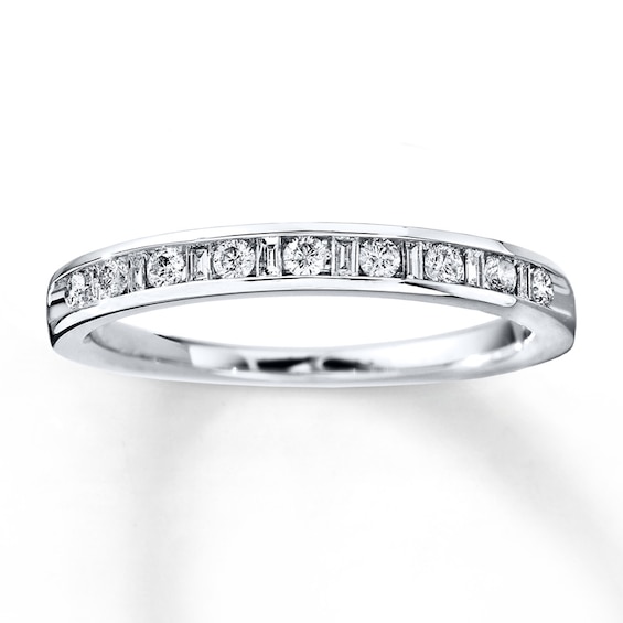 Previously Owned Diamond Anniversary Band 1/4 ct tw Round & Baguette-cut 14K White Gold Size 9.25