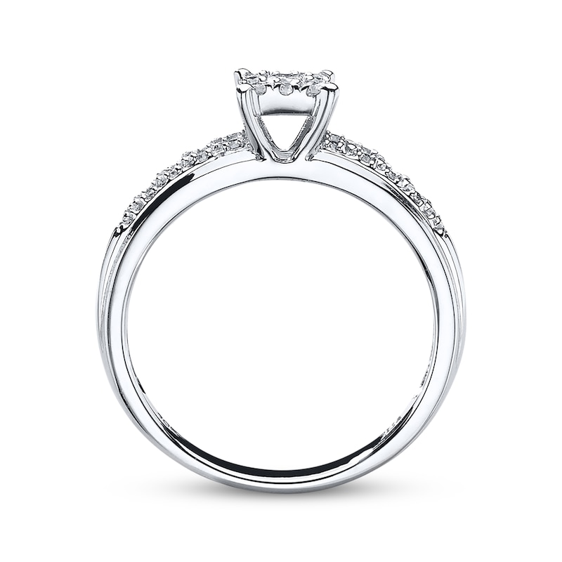 Main Image 3 of Previously Owned Diamond Engagement Ring 1/4 ct tw Round-cut 10K White Gold Size 3.75