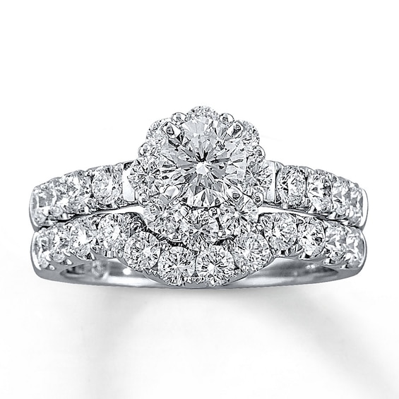 Previously Owned THE LEO Diamond Bridal Set 2 ct tw Round-cut 14K White Gold 4.5