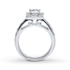 Thumbnail Image 1 of Previously Owned THE LEO Engagement Ring 1-1/3 ct tw Princess & Round-cut Diamonds 14K White Gold - Size 9.5