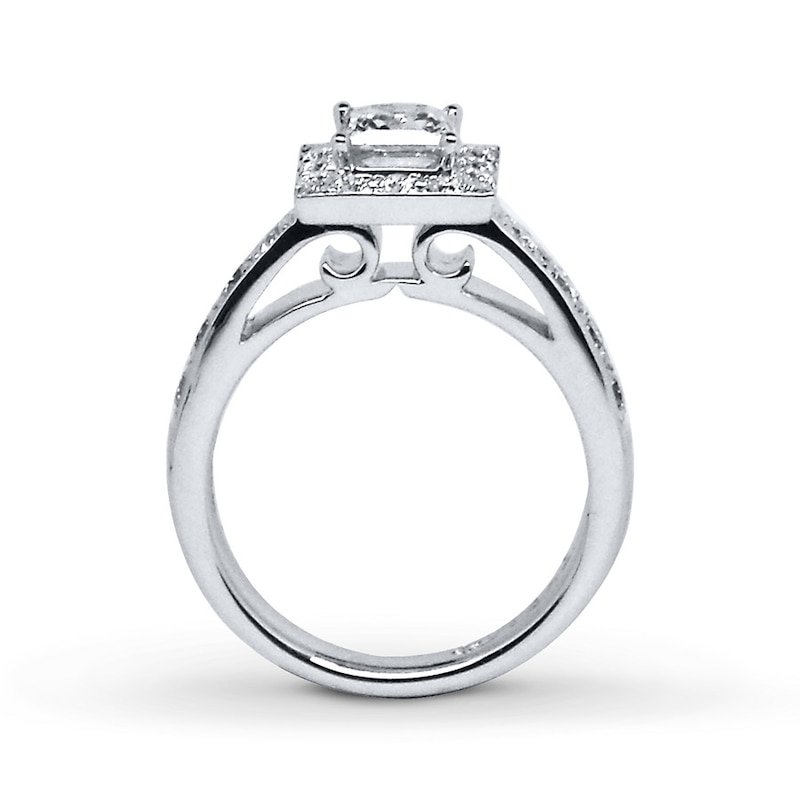 Previously Owned THE LEO Engagement Ring 1-1/3 ct tw Princess & Round-cut Diamonds 14K White Gold - Size 9.5