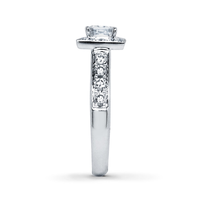 Previously Owned THE LEO Engagement Ring 1-1/3 ct tw Princess & Round-cut Diamonds 14K White Gold - Size 9.5