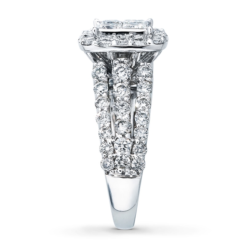 Main Image 3 of Previously Owned Diamond Engagement Ring 3 ct tw Princess & Round-cut 14K White Gold - Size 12