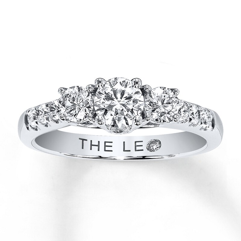 Main Image 1 of Previously Owned 3-Stone Leo Diamond Ring 1 ct tw Round-cut Diamonds 14K White Gold - Size 4