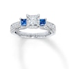 Thumbnail Image 1 of Previously Owned Diamond/Sapphire Ring 1 ct tw Princess & Round-cut 14K White Gold - Size 4.5