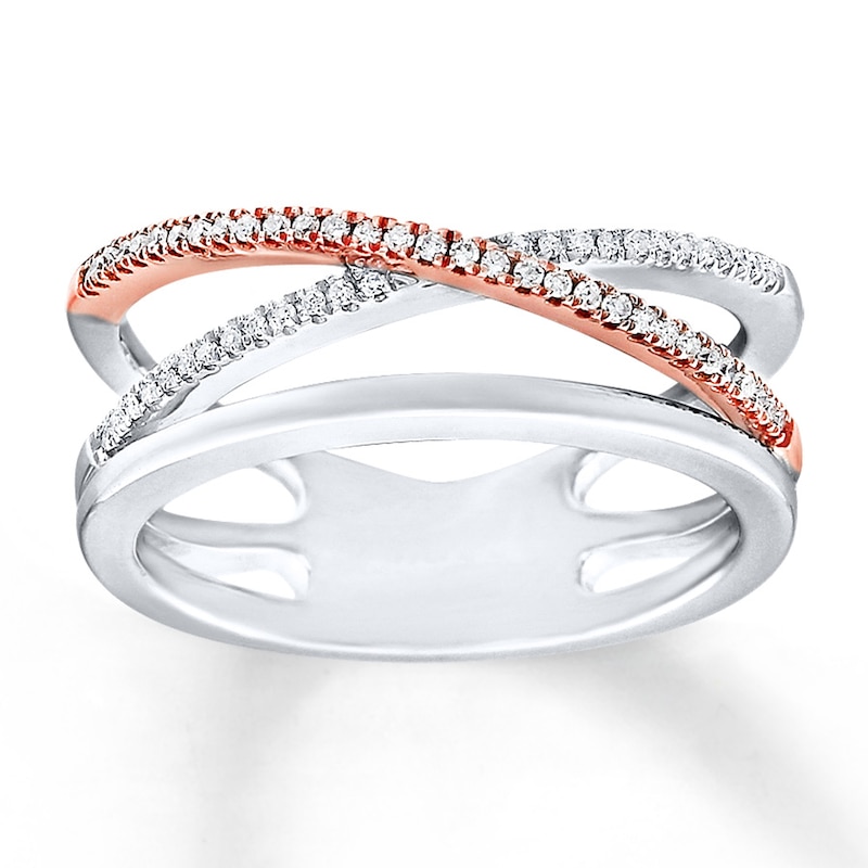 Previously Owned Diamond Ring 1/8 ct tw Sterling Silver & 10K Rose Gold"