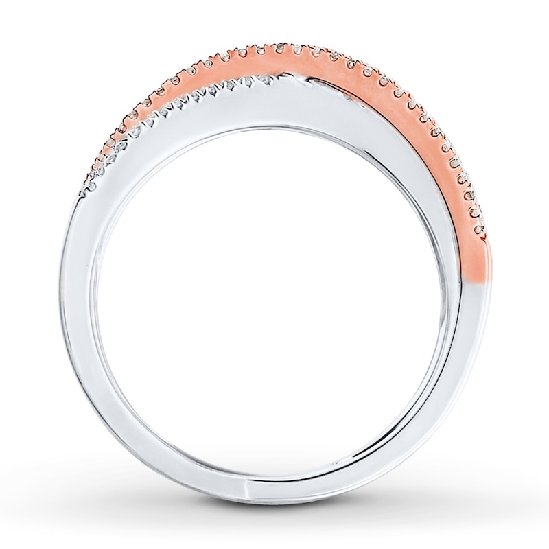 Previously Owned Diamond Ring 1/8 ct tw Sterling Silver & 10K Rose Gold"