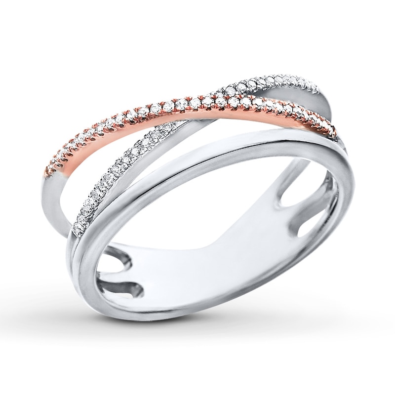 Previously Owned Diamond Ring 1/8 ct tw Sterling Silver & 10K Rose Gold"