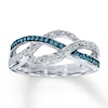 Thumbnail Image 1 of Previously Owned Blue & White Diamond Ring 1/6 ct tw Round-Cut Sterling Silver