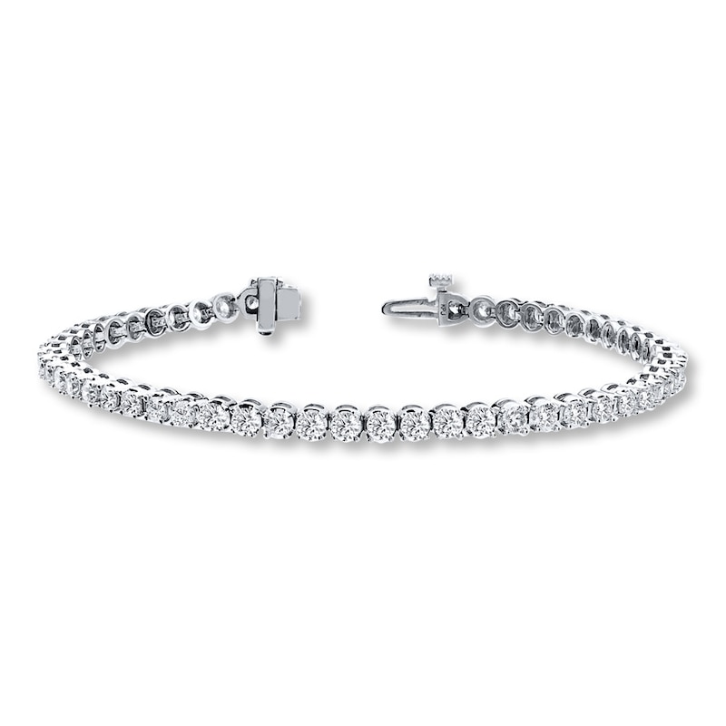 Previously Owned Diamond Tennis Bracelet 4 carat tw Round-cut 14K White Gold 7"