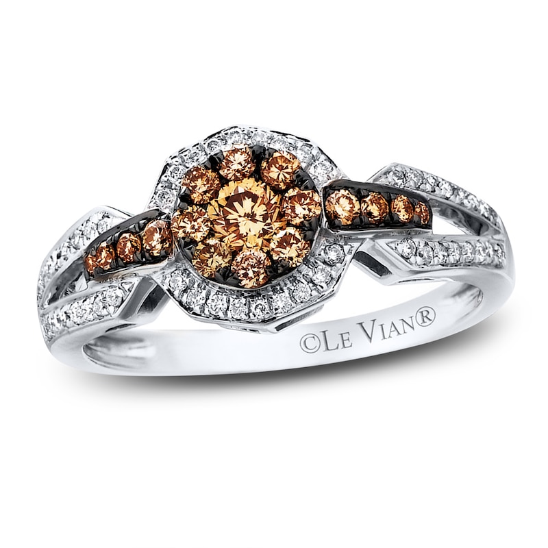 Main Image 1 of Previously Owned Le Vian Chocolate Diamond Ring 1/2 ct tw Round 14K Vanilla Gold