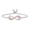 Thumbnail Image 1 of Previously Owned Bolo Bracelet 1/6 cttw Diamonds Sterling Silver & 10K Rose Gold 9.5&quot;