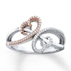 Thumbnail Image 1 of Previously Owned Open Hearts Ring 1/6 ct tw Diamonds Sterling Silver & 10K Rose Gold