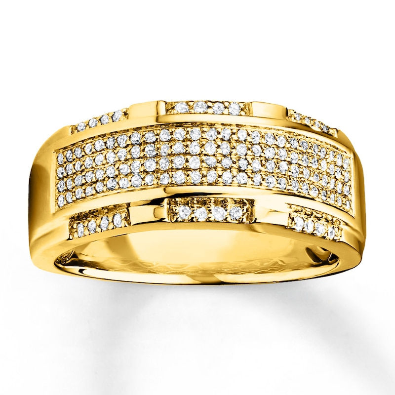 Main Image 1 of Previously Owned Men's Diamond Wedding Band 1/2 ct tw Round-cut 10K Yellow Gold
