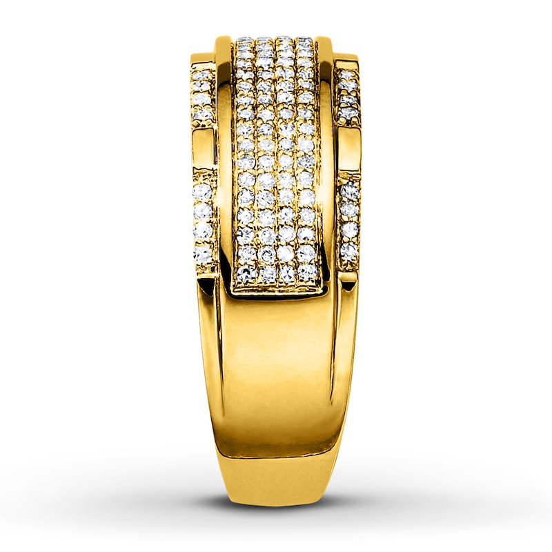 Main Image 3 of Previously Owned Men's Diamond Wedding Band 1/2 ct tw Round-cut 10K Yellow Gold