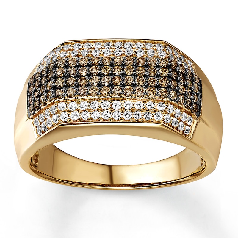 Previoulsy Owned Men's Diamond Band 1 ct tw White & Brown 10K Yellow Gold