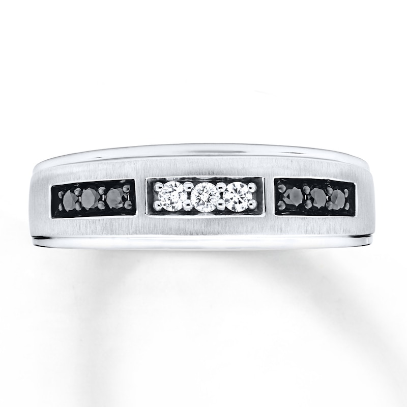 Main Image 1 of Previously Owned Men's Wedding Band 1/4 ct tw Round-cut Diamonds 10K White Gold