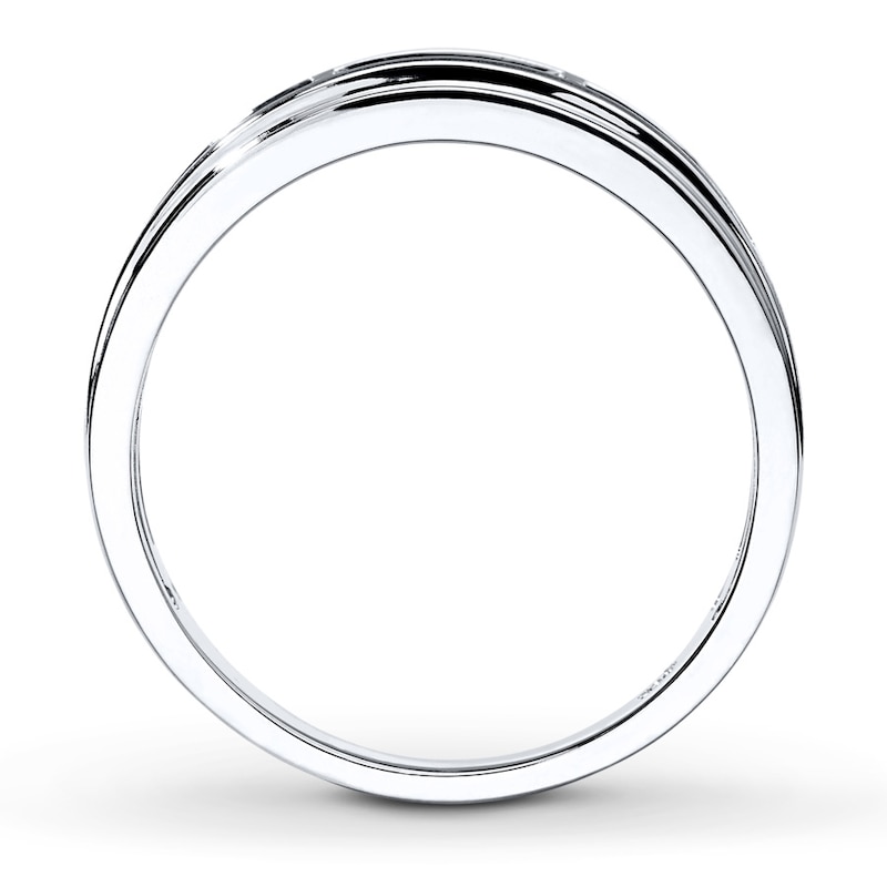 Main Image 2 of Previously Owned Men's Wedding Band 1/4 ct tw Round-cut Diamonds 10K White Gold