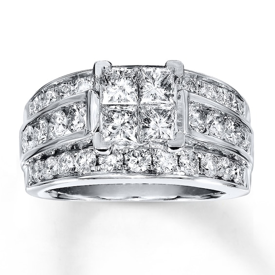 Previously Owned Diamond Engagement Ring 2-5/8 ct tw Princess-cut 14K White Gold