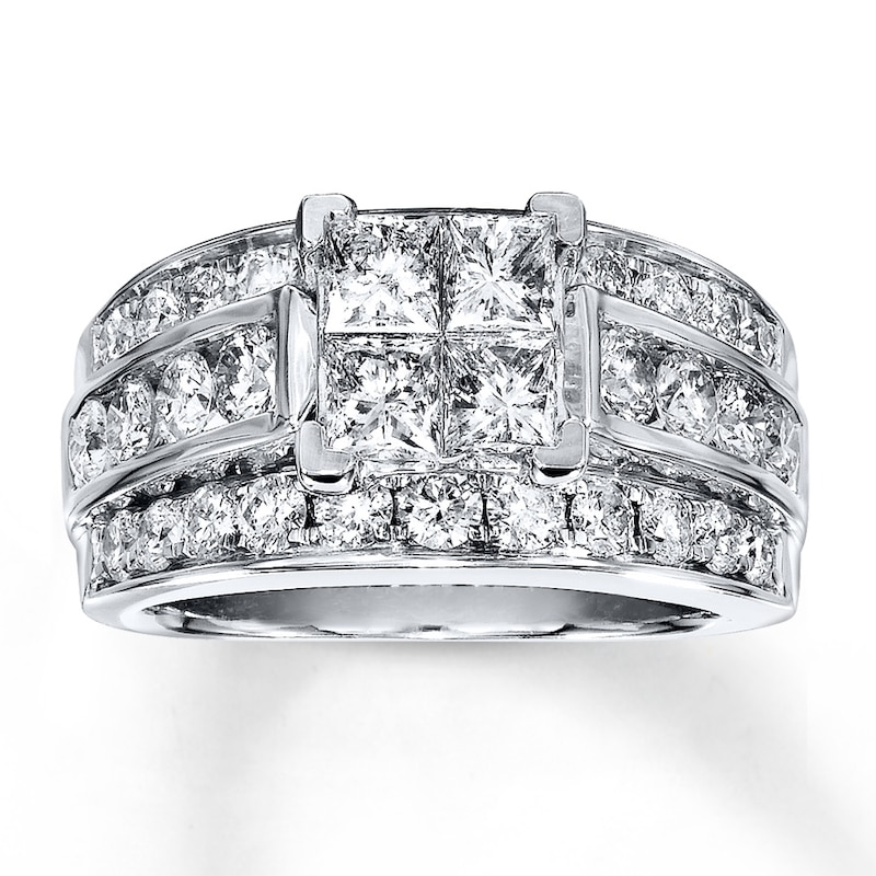Main Image 1 of Previously Owned Diamond Engagement Ring 2-5/8 ct tw Princess-cut 14K White Gold
